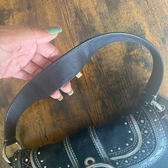 Coach Soho Black Leather Studded Jacquard Hobo Bag G0769-F11517 - Picture 4 of 6